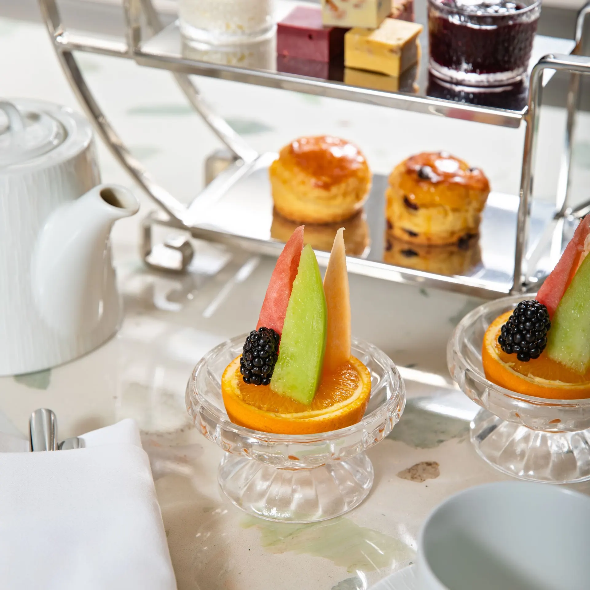 Petit fours on a tiered stand